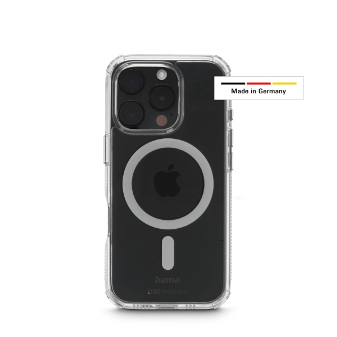 Hama Extreme Protect Funda para iPhone 16 Pro - Magnetico - Antideslizante - Policarbonato - Proteccion D3O - Bordes Elevados - Color Transparente 1