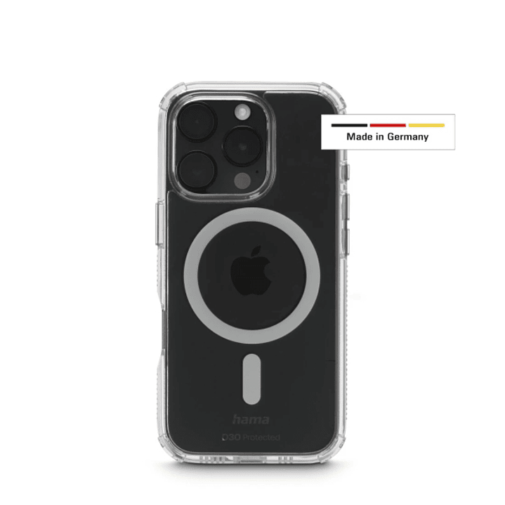 Hama Extreme Protect Funda para iPhone 16 Pro - Magnetico - Antideslizante - Policarbonato - Proteccion D3O - Bordes Elevados - Color Transparente 1