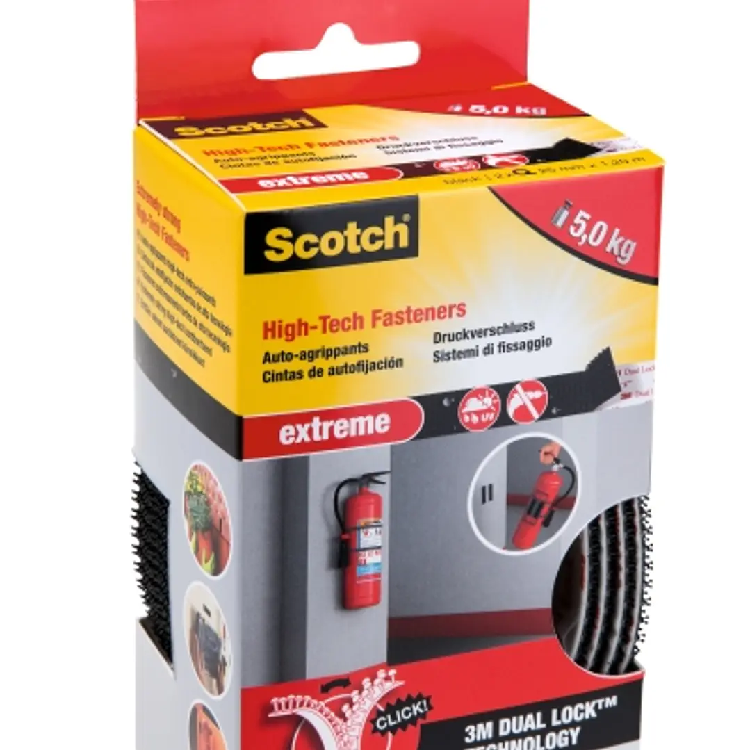 Scotch Extreme Pack de 2 Cierres Adhesivos Reposicionables - 25mm x 1.2m - Color Negro 1