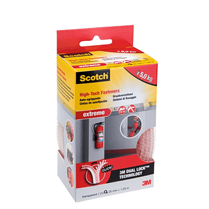 Scotch Extreme Pack de 2 Cierres Adhesivos Reposicionables - 25mm x 1.2m - Color Transparente