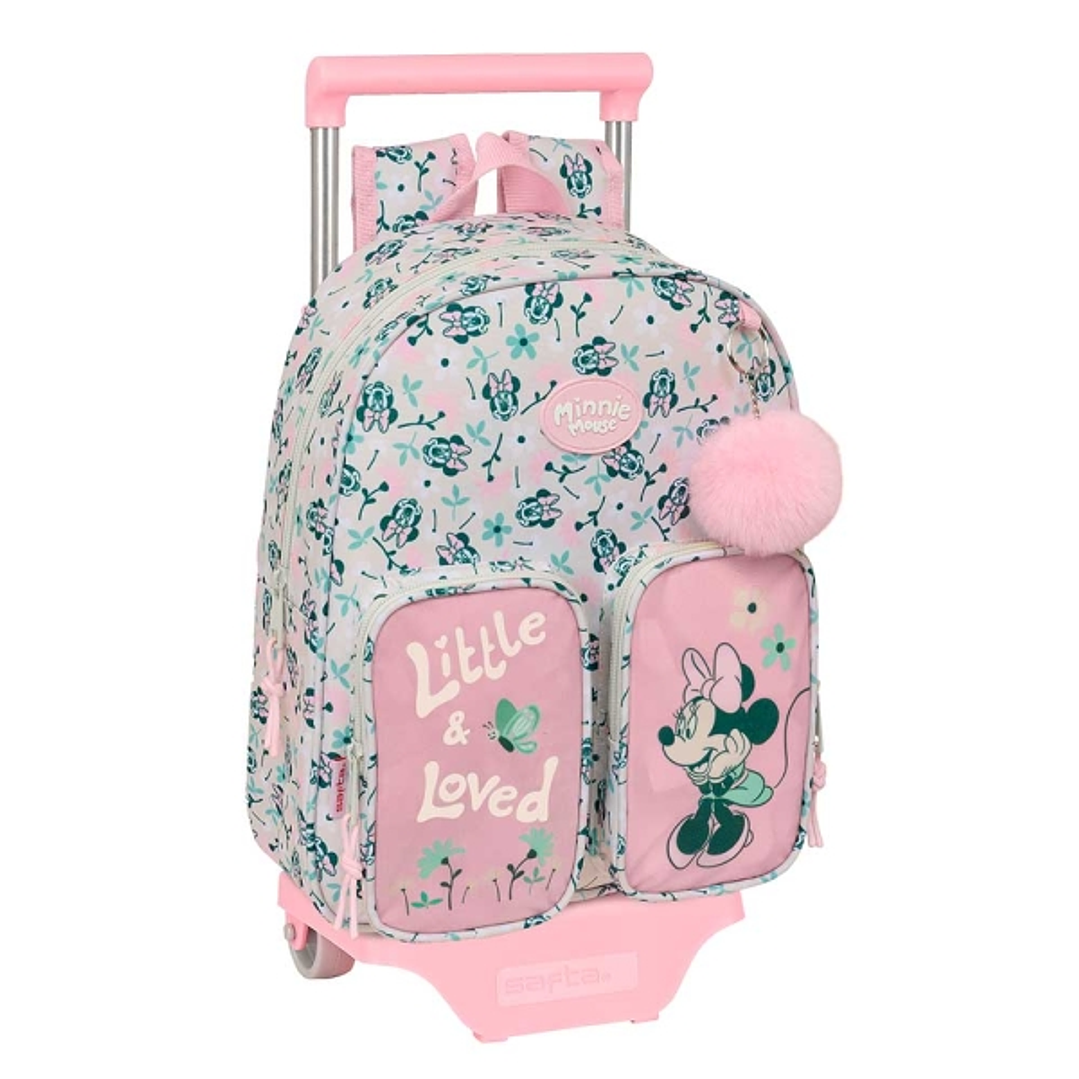Safta Minnie Mouse Minty Mochila con Carro - Portabotellas - Hombreras Acolchadas - Mochila Extraible - Material Resistente - 10L - 280x100x340mm - Co 1