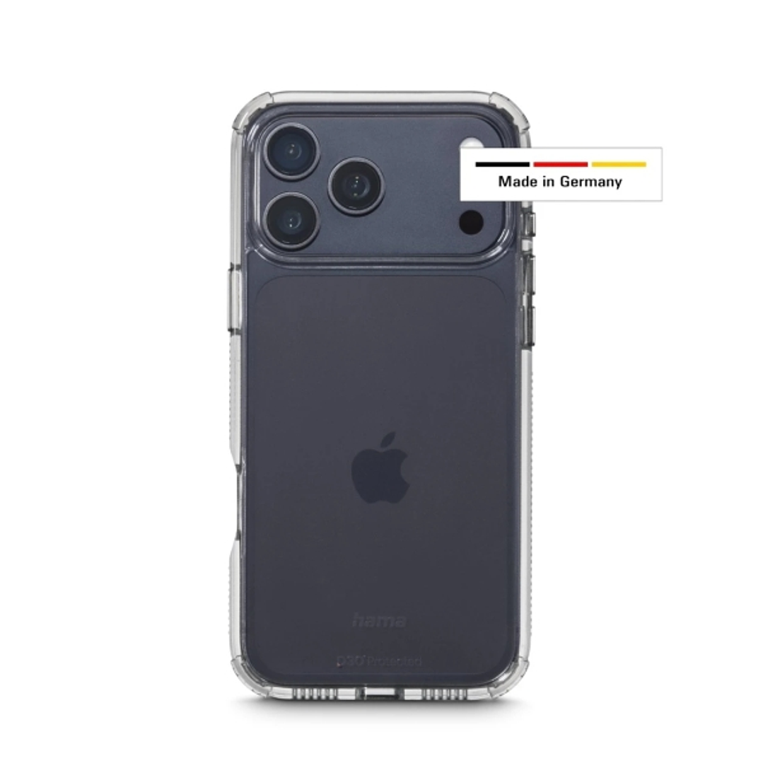 Hama Extreme Protect Funda para iPhone 17 Pro Max - Antideslizante - Policarbonato - Proteccion D3O - Bordes Elevados - Color Transparente 1