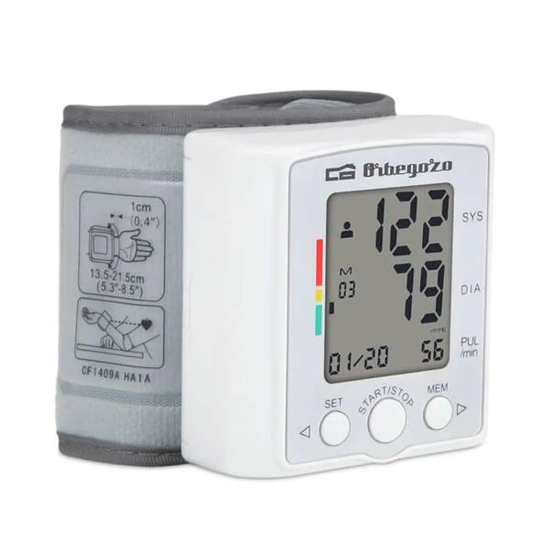 Orbegozo Tensiometro de Muñeca Digital - Control de Tension Facil y Preciso - 60 Memorias para 2 Usuarios - Pantalla LCD Grande - Deteccion de Latido  1