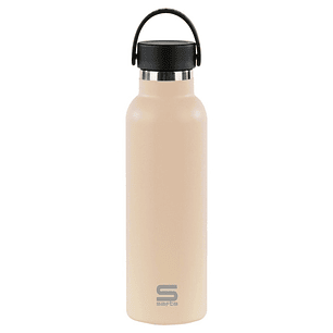 Safta Botella Termo de 600ml - Acero Inoxidable - Base de Silicona Antideslizante - Asa Superior - Color Beige