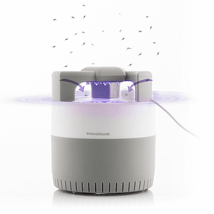 Innovagoods KL Silen Lampara USB Antimosquitos por Succion - Luz LED UV - Silenciosa - Alcance hasta 50m2 - Facil Limpieza - 12x14cm - Color Blanco y 