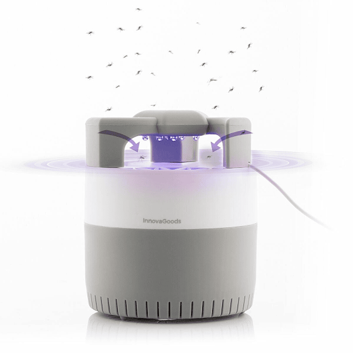 Innovagoods KL Silen Lampara USB Antimosquitos por Succion - Luz LED UV - Silenciosa - Alcance hasta 50m2 - Facil Limpieza - 12x14cm - Color Blanco y  1