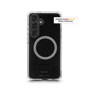 Hama Extreme Protect Funda para Samsung Galaxy S25+ - Magnetico - Antideslizante - Policarbonato - Proteccion D3O - Bordes Elevados - Color Transparen