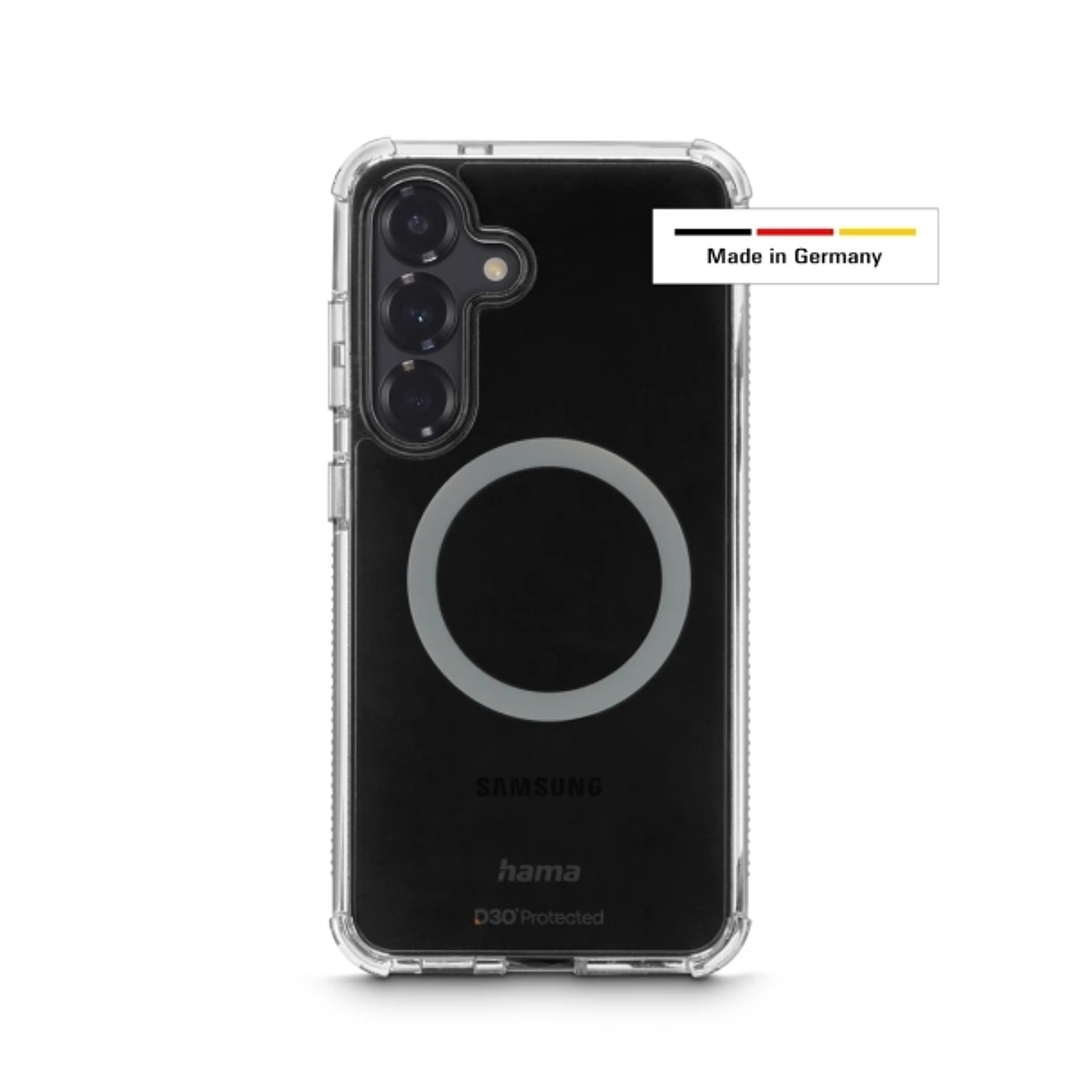 Hama Extreme Protect Funda para Samsung Galaxy S25+ - Magnetico - Antideslizante - Policarbonato - Proteccion D3O - Bordes Elevados - Color Transparen 1