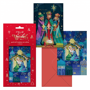 Dohe Nativity Pack de 8 Tarjetas de Felicitacion Navideña con Sobre - 2 Modelos Distintos - Tamaño 12,2x23,5cm - Papel Offset - Impresas a todo Color