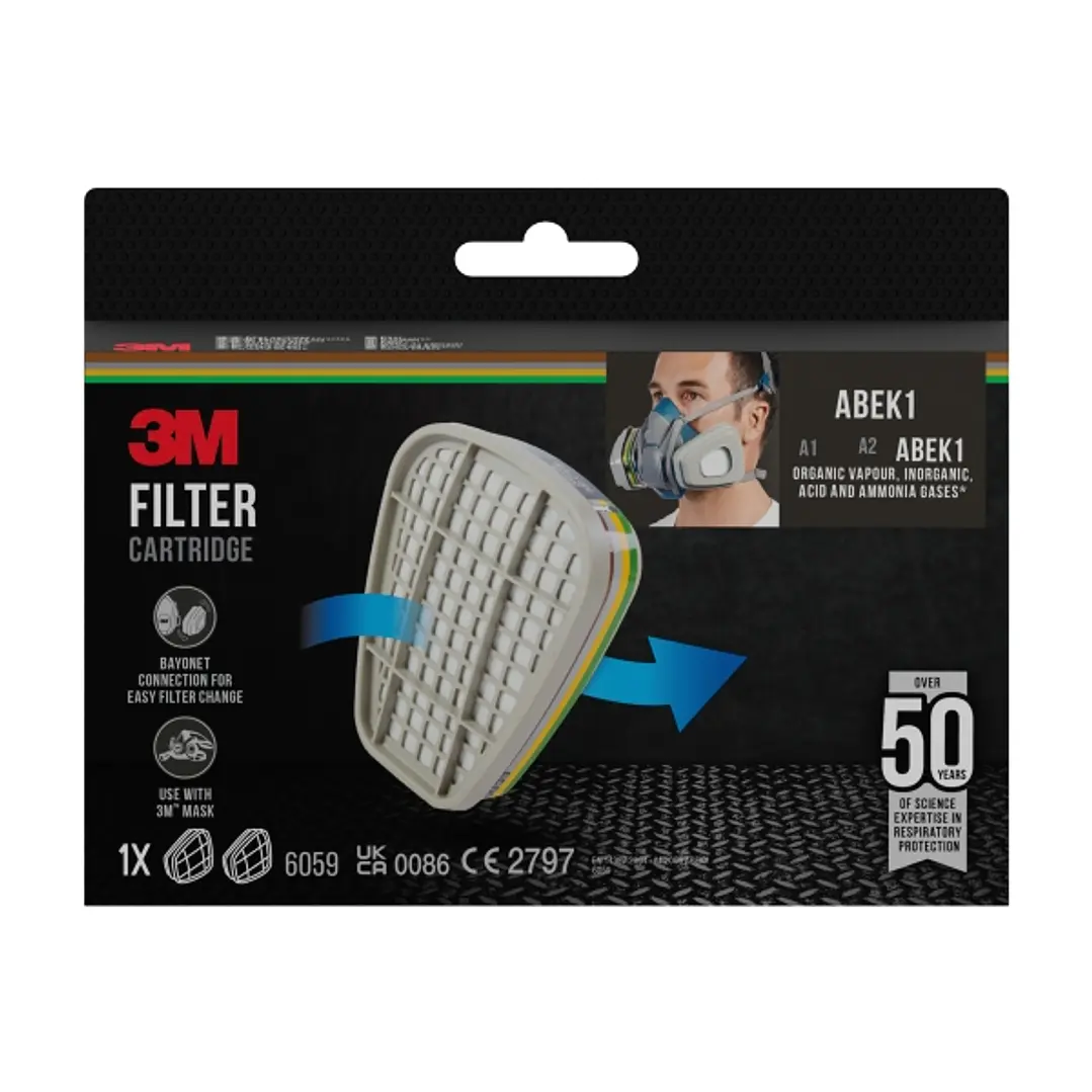 3M Filtros de Repuesto para Mascara de Media Cara - Filtros Combinados ABEK1 - 1 Par - Color Gris 1