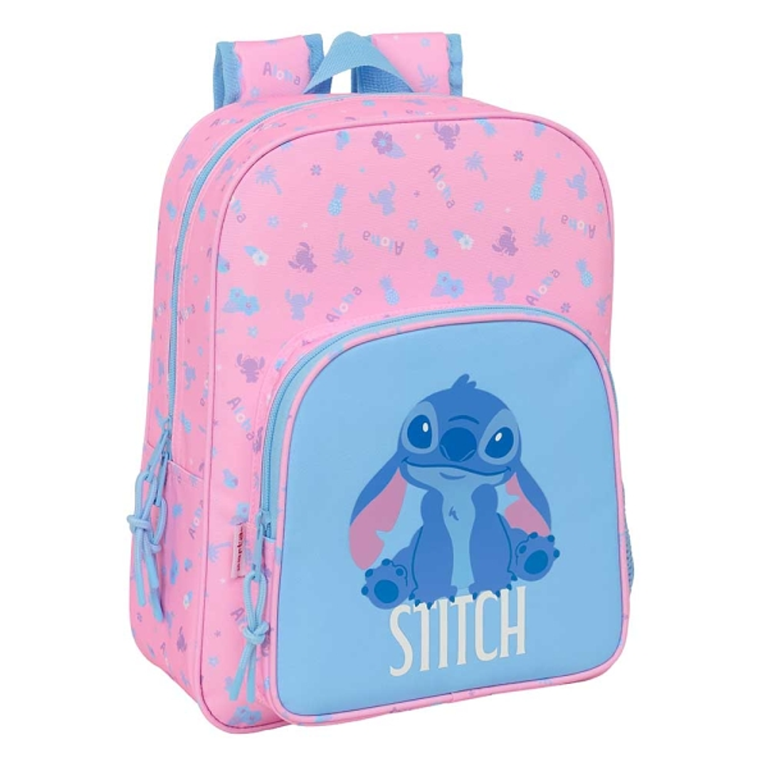 Safta Stitch Bright Mochila Infantil - Adaptable a Carro - Portabotellas - Hombreras Ergonomicas - Bolsillo Frontal - 10L - 260x110x340mm - Color Rosa 1
