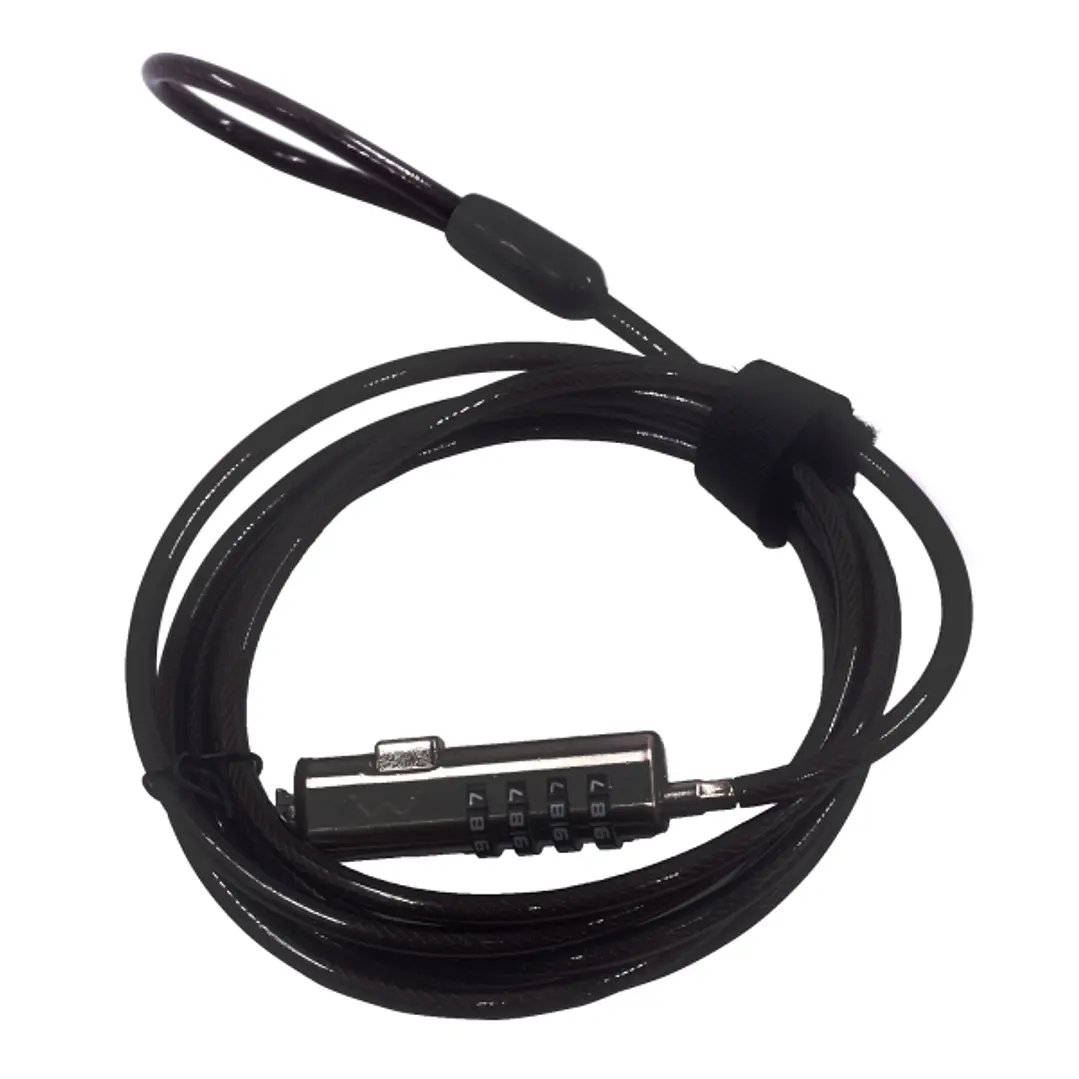 Ewent Cable de Seguridad para Portatiles con Ranura Nano - Candado de Combinacion Numerica - Cable de Acero - Cobertura de Vinilo - 1.8m de Longitud - 1