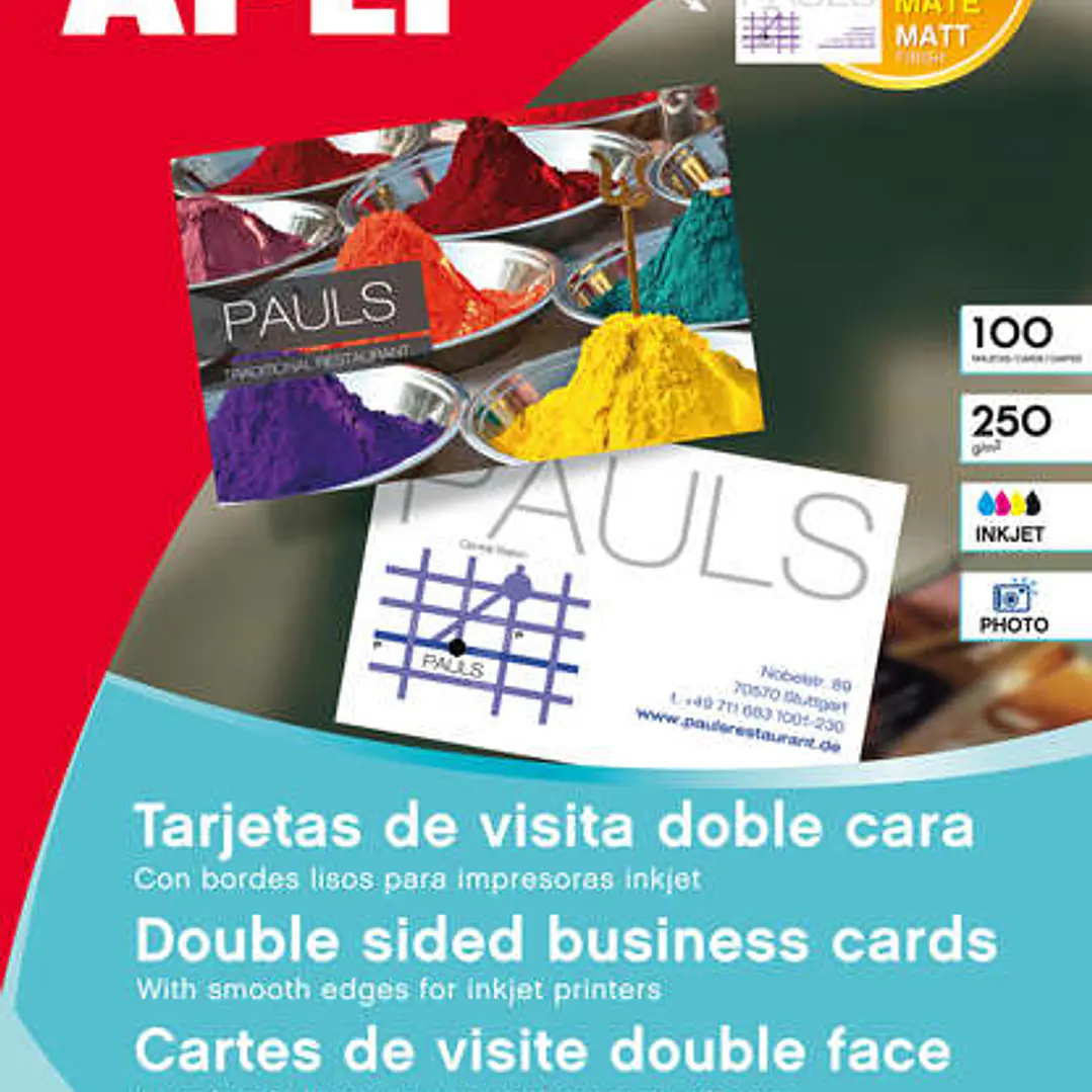 Apli Tarjetas de Visita Doble Cara Brillante 250g 10 Hojas 1