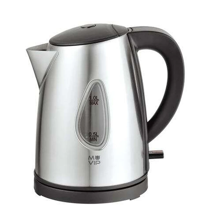 Muvip Hervidor de Agua Electrico 2200W - Capacidad 1L - Cuerpo de Acero Inoxidable - Indicador de Nivel - Base Giratoria 1