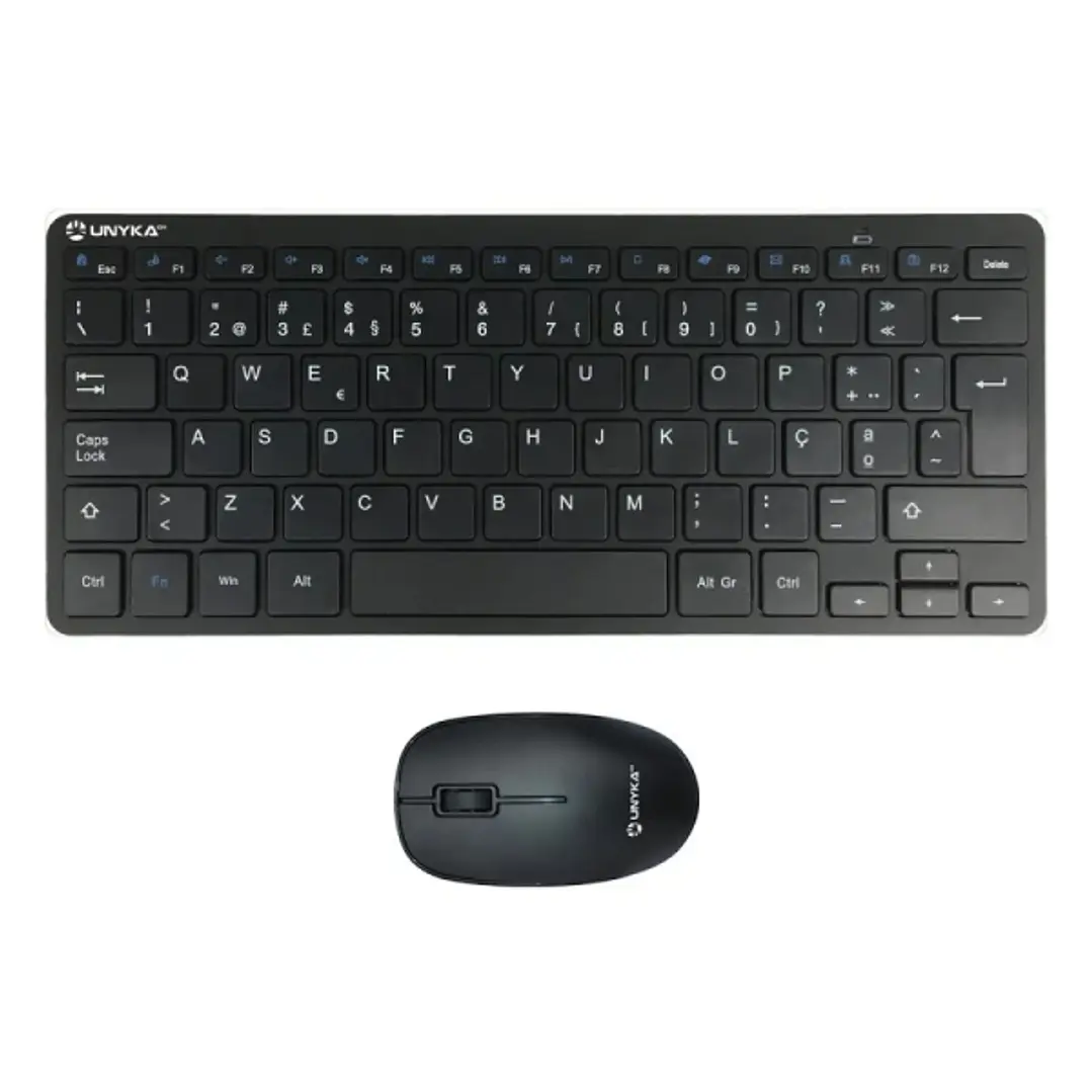 Unykach MK288 Pro Pack de Mini Teclado 79 Teclas Inalambrico + Raton 1200ppp, Inalambrico, 3 Botones, Uso Ambidiestro - Idioma Portugues - Color Negro 1
