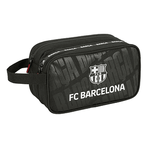 Safta F.C.Barcelona Neceser de 5L - 2 Compartimentos con Cremallera - Asa Lateral - Adapatable a Carro - 260x125x150mm - Color Negro