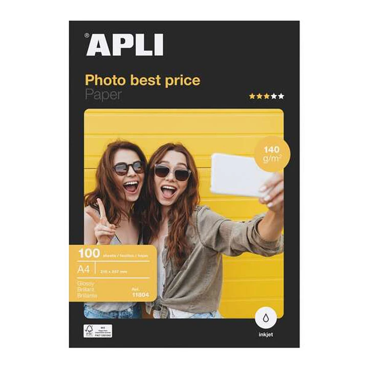Apli Papel Fotografico Bestprice A4 140gr - Acabado Brillante - 100 Hojas 1