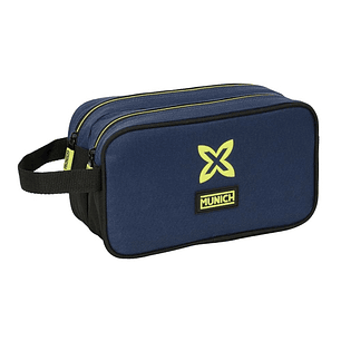 Safta Munich Track Neceser de 5L - 2 Compartimentos con Cremallera - Asa Lateral - Adapatable a Carro - 260x125x150mm - Color Azul Marino