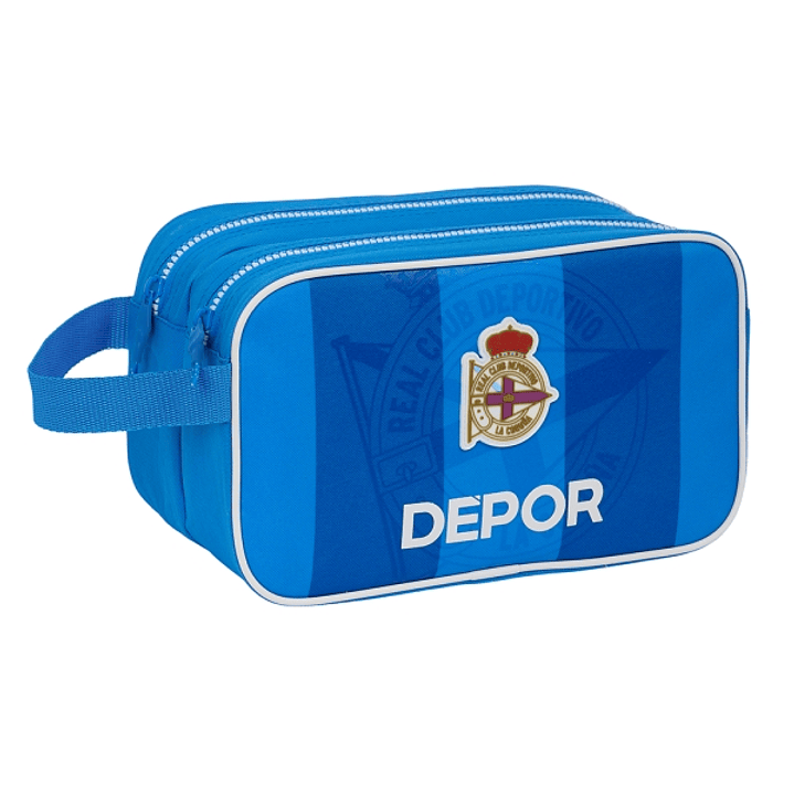 Safta Real Deportivo de la Coruña Neceser de 5L - 2 Compartimentos con Cremallera - Asa Lateral - Adapatable a Carro - 260x125x150mm - Color Azul 1