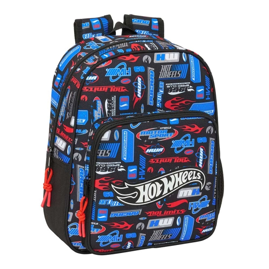 Safta Hot Wheels Mochila Infantil - Portabotellas - Hombreras Acolchadas - Bolsillo Frontal - Asa de Mano Superior - 9L - 270x100x330mm - Color Azul 1