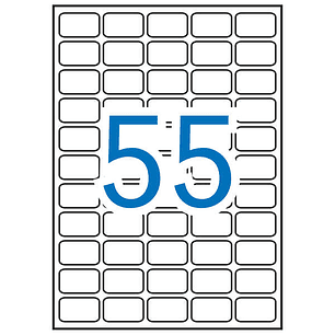 Apli Pack con 5.500 Etiquetas Rectangulares 36.8 x 23.8mm - 100 Hojas por 55 Etiquetas - Adhesivo Removible - Cantos Romos - Color Blanco