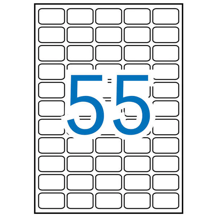 Apli Pack con 5.500 Etiquetas Rectangulares 36.8 x 23.8mm - 100 Hojas por 55 Etiquetas - Adhesivo Removible - Cantos Romos - Color Blanco 1
