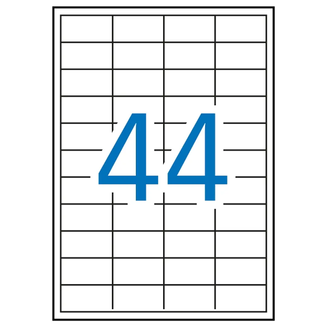 Apli Pack de 4.400 Etiquetas Rectangulares 48,5 x 25,4mm - 100 Hojas por 44 Etiquetas - Adhesivo Removible - Cantos Rectos - Color Blanco 1
