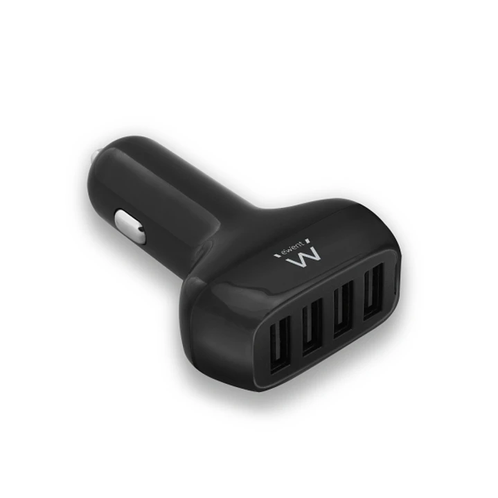 Ewent Cargador de Coche USB 50W - 4 Puertos USB - Color Negro 1