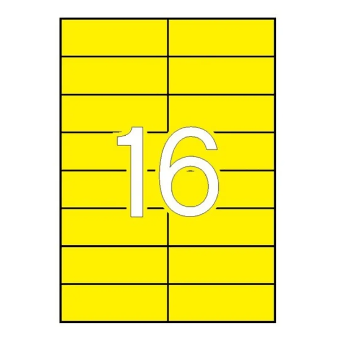Apli Pack 1.600 Etiquetas 105x37mm - 100 Hojas por 16 Etiquetas - Adhesivo Permanente - Cantos Rectos - Color Amarillo 1