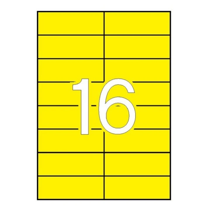 Apli Pack 1.600 Etiquetas 105x37mm - 100 Hojas por 16 Etiquetas - Adhesivo Permanente - Cantos Rectos - Color Amarillo 1
