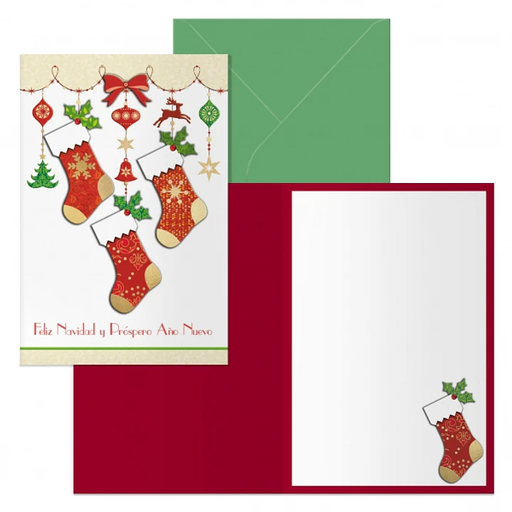 Dohe Calcetines Pack de 6 Tarjetas de Felicitacion Navideña con Sobre - Tamaño Cerrada 11.5x17cm, Abierta 23x17cm - Papel Offset - Impresas a todo Col 1