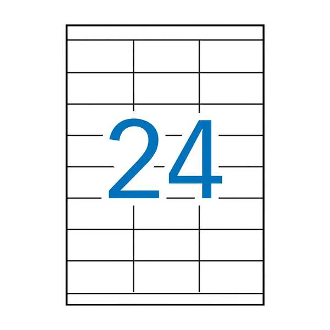 Apli Pack de 2.400 Etiquetas Rectangulares 70x35mm - 100 Hojas x 24 Etiquetas - Adhesivo Permanente - Cantos Rectos - Color Blanco 1