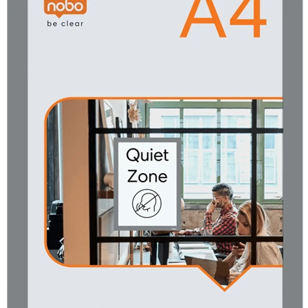 Nobo Pack de 2 Marcos Autoadhesivos Magneticos en Formato A4 - Colocacion en Vertical u Horizontal - Marco de Color Plateado 1