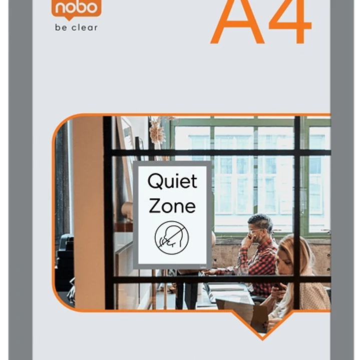 Nobo Pack de 2 Marcos Autoadhesivos Magneticos en Formato A4 - Colocacion en Vertical u Horizontal - Marco de Color Plateado 1