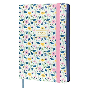 Finocam Flexi Joy Agenda en Catalan - Anual 2026 - Tapa Blanda - Formato FA5 - 151x23x214mm - 1 Dia por Pagina - Tematica de Flores