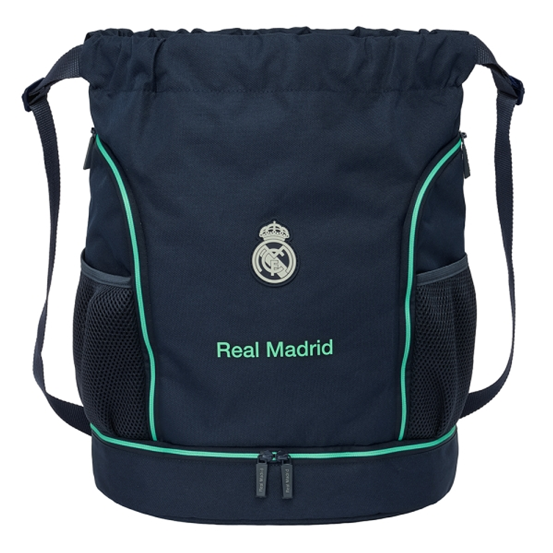 Safta Real Madrid 2ª Equipacion 25/26 Saco Mochila - Bolsillo Interior con Cremallera - Bolsillos Laterales - Hombreras Ajustables - 21.93L - 340x150x 1