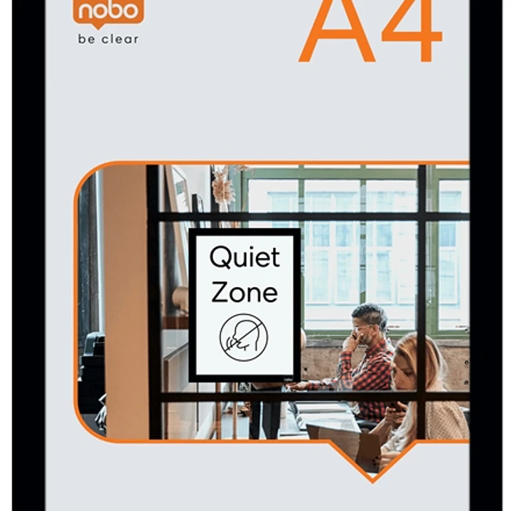 Nobo Pack de 2 Marcos Autoadhesivos Magneticos en Formato A4 - Colocacion en Vertical u Horizontal - Marco de Color Negro 1