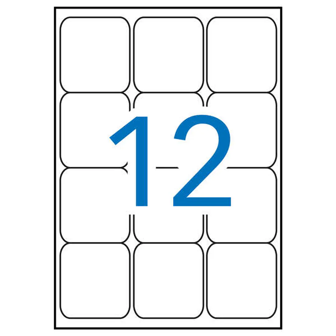 Apli Pack de 1.200 Etiquetas 63,5x72mm - 100 Hojas por 12 Etiquetas - Adhesivo Permanente - Cantos Romos - Color Blanco 1