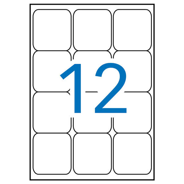 Apli Pack de 1.200 Etiquetas 63,5x72mm - 100 Hojas por 12 Etiquetas - Adhesivo Permanente - Cantos Romos - Color Blanco 1