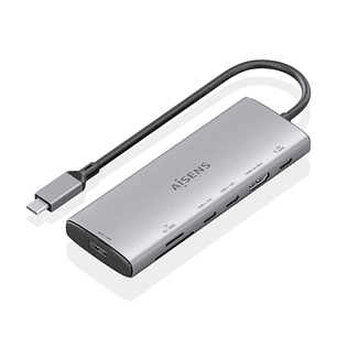 Aisens USB-C Dock 7 en 1 - USB-C a 1xHDMI - 1xUSB-A 10G - 2xUSB-C 10G - 1xSD - 1xMicroSD -  1xUSB-C PD 100W - 20cm - Color Gris