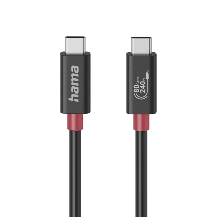 Hama Essential Cable USB-C Macho - Potencia Maxima 240W - Longitud 1m - Velocidad hasta 80Gbps - Blindaje Doble - Color Negro 1