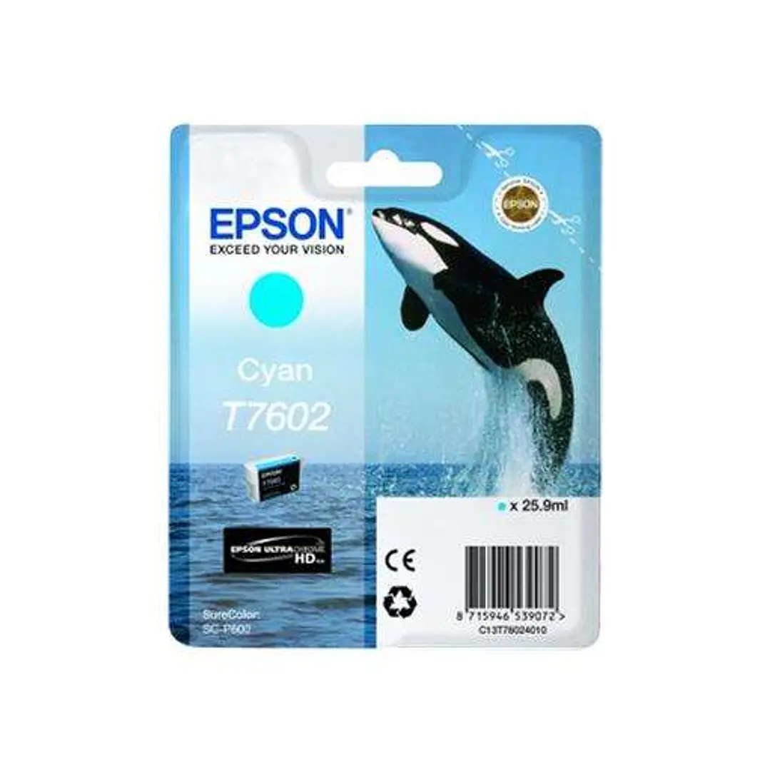 Epson T7602 Cyan Cartucho de Tinta Original - C13T76024010 1