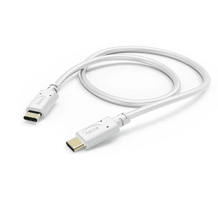 Hama Cable USB-C Macho - Potencia Maxima 60W - Longitud 1.5m - Velocidad hasta 480Mbps - Chapado en Oro - Color Blanco