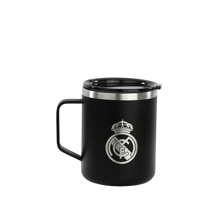 Safta Real Madrid 2ª Equipacion 24/25 Taza de Acero Inoxidable 350ml - Doble Pared con Aislamiento - Base de Silicona - Conserva Temperatura 12h Calie 1