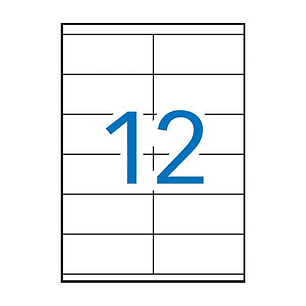 Apli Pack de 1.200 Etiquetas Rectangulares 105x48mm - 100 Hojas por 12 Etiquetas - Adhesivo Permanente - Cantos Rectos - Color Blanco