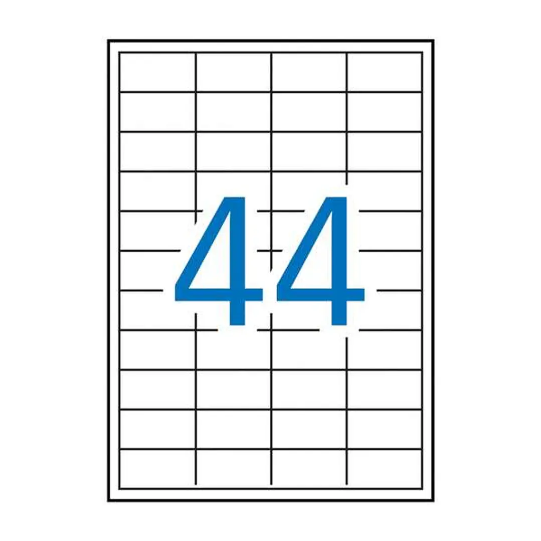 Apli Pack de 4.400 Etiquetas Rectangulares 48.5x25.4mm - 100 Hojas por 44 Etiquetas - Adhesivo Permanente - Cantos Rectos - Color Blanco 1