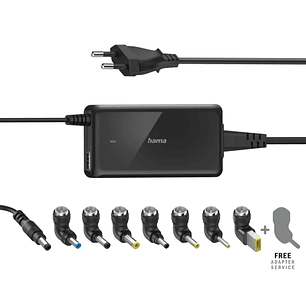 Hama Prime Fuente de Alimentacion Universal para Portatil - Potencia 65W - Voltaje 19V - Cable de Entrada 1.2m - Cable de Salida 1.45m - Color Negro