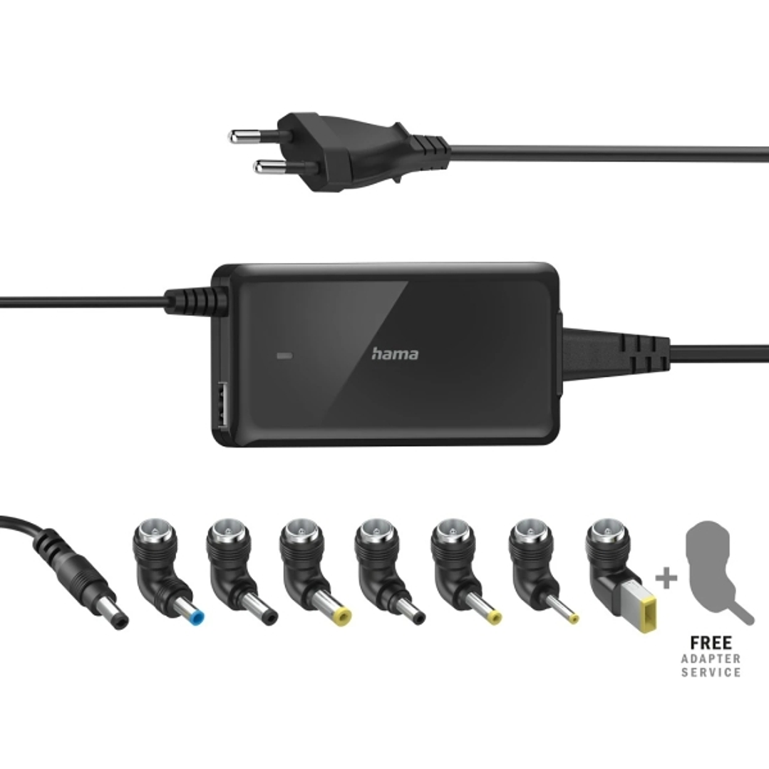 Hama Prime Fuente de Alimentacion Universal para Portatil - Potencia 65W - Voltaje 19V - Cable de Entrada 1.2m - Cable de Salida 1.45m - Color Negro 1