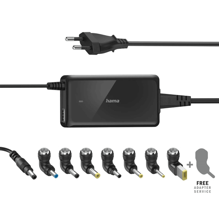 Hama Prime Fuente de Alimentacion Universal para Portatil - Potencia 65W - Voltaje 19V - Cable de Entrada 1.2m - Cable de Salida 1.45m - Color Negro 1