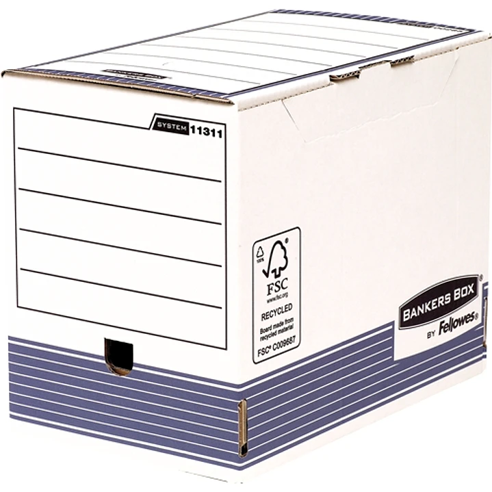 Bankers Box Caja de Archivos Tamaño A4 Fastfold - Montaje Automatico - Certificacion FSC - Dimensiones Internas 26x20x31.50cm - Dimensiones Externas 2 1
